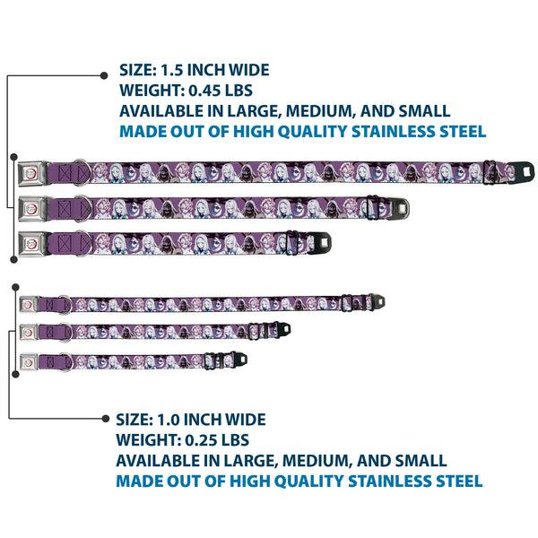 Buckle Down DEMON SLAYER Title Logo Full Color White Seatbelt Buckle Collar - Demon Slayer The Spider Family Poses Purple