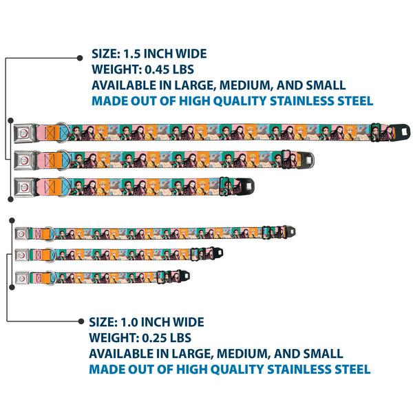 Buckle Down DEMON SLAYER Title Logo Full Color White Seatbelt Buckle Collar - Demon Slayer Four Character Group Pose Blocks Multi Color