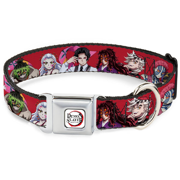 buckle down DEMON SLAYER Title Logo Full Color White Seatbelt Buckle Collar - Demon Slayer Eight Demons Poses Red