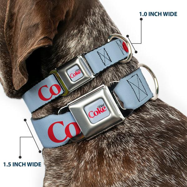Buckle Down DIET COKE Logo Full Color Light Gray Seatbelt Buckle Collar - DIET COKE Logo Light Gray/Black/Red