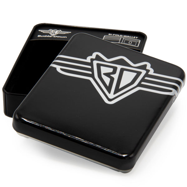 Buckle Down Display Box - Wallet Tin With Tray - Buckle-Down BD Wings Logo Black/Gray
