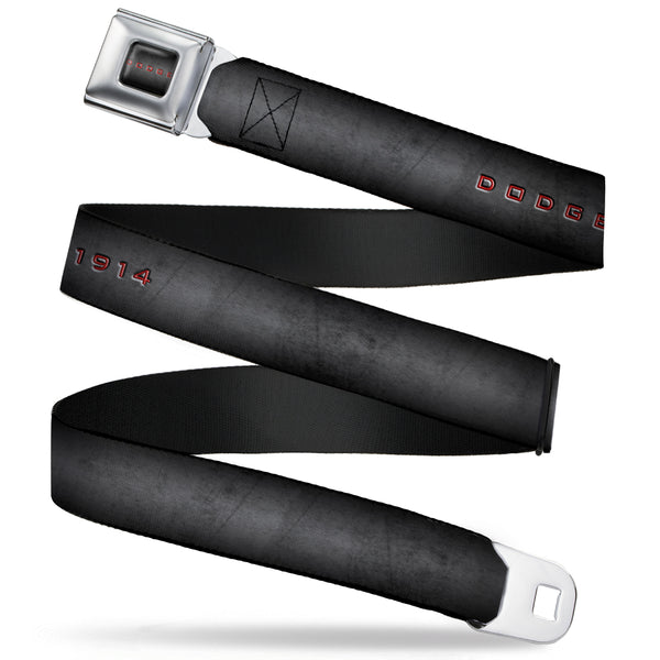 buckle down DODGE Full Color Gray Red Seatbelt Belt - Dodge 100th Anniversary Logo Black-Gray Fade/Red Webbing