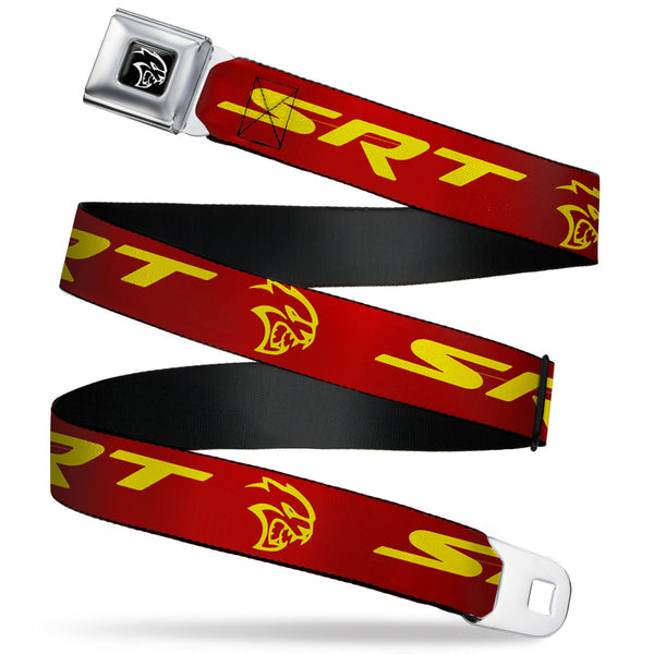 buckle down Dodge Hellcat Logo Full Color Black White Seatbelt Belt - Dodge SRT/Hellcat Logo Burgundy/Yellow Webbing