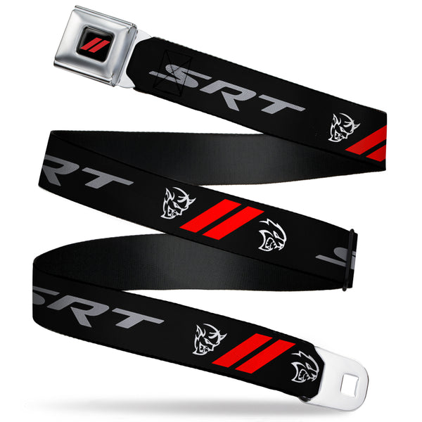 buckle down Dodge Rhombus Icon Full Color Black Red Seatbelt Belt - Dodge SRT Demon/Rhombus/Hellcat Logo Black/Silver/Red/White Webbing
