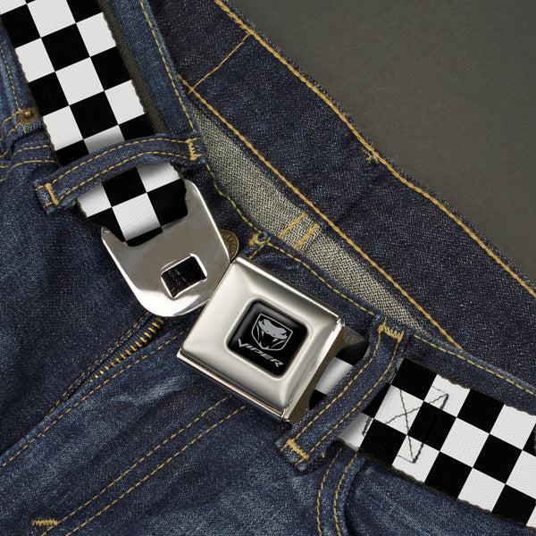 Buckle Down Dodge Viper Seatbelt Belt - Checker Black/White Webbing