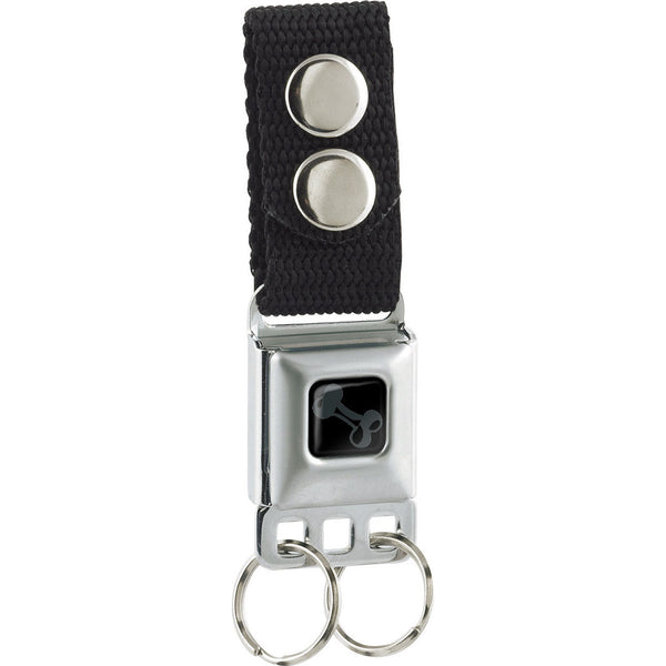 buckle down Dog Bone Keychain - Black/Silver - Black Webbing