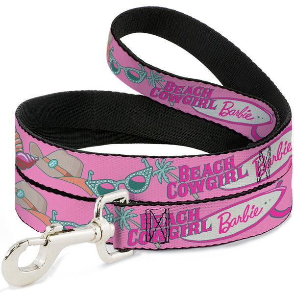 buckle down Dog Leash - BARBIE BEACH COWGIRL Icons Collage Pinks/Blues