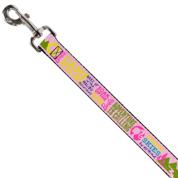 Buckle Down Dog Leash - Barbie CAMP MALIBU Quotes And Icons Pink/Multi Color