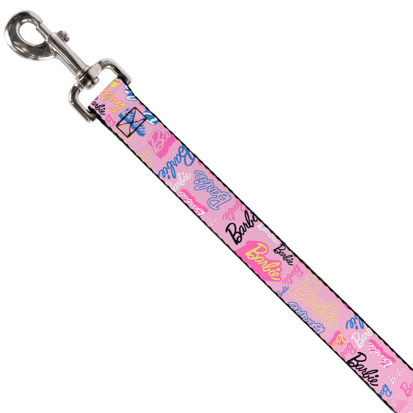 Buckle Down Dog Leash - BARBIE Script Signature Collage Pink/Multi Color
