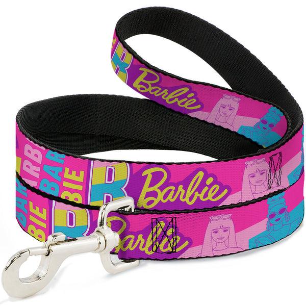 buckle down Dog Leash - Barbie Text and Dolls Collage Pinks/Multi Color
