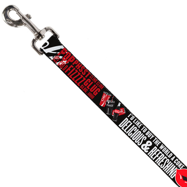Buckle Down Dog Leash - Coca-Cola ENJOY COKE IT'S THE REAL THING Kiss Black/White/Red