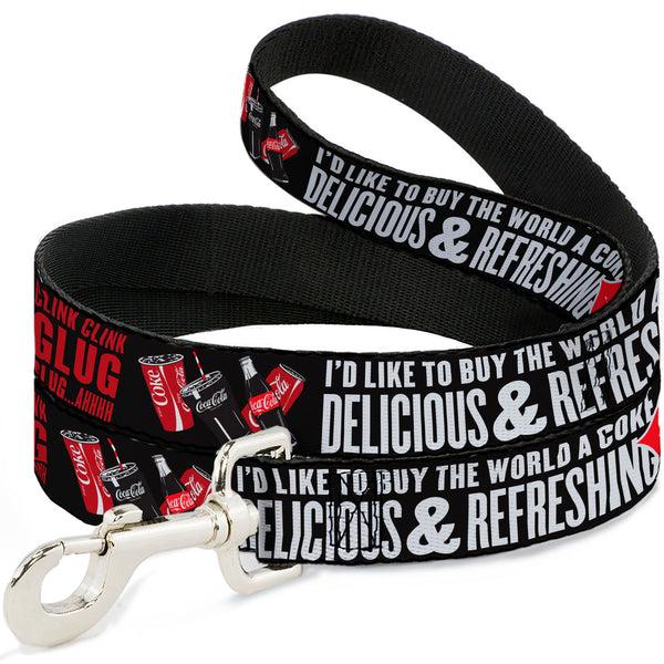 buckle down Dog Leash - Coca-Cola ENJOY COKE IT'S THE REAL THING Kiss Black/White/Red