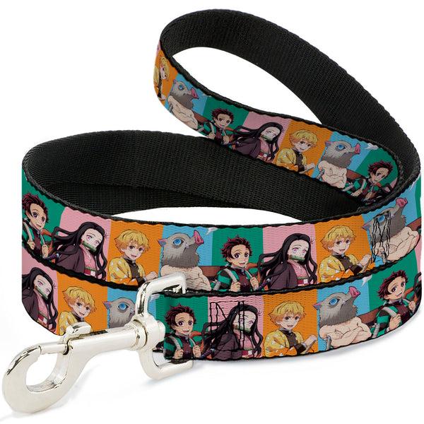 buckle down Dog Leash - Demon Slayer Four Character Group Pose Blocks Multi Color