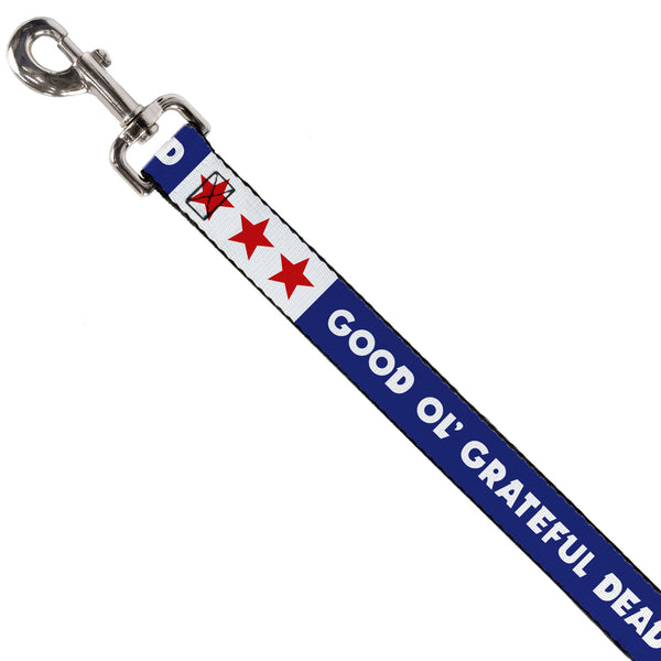 Buckle Down Dog Leash - GOOD OL' GRATEFUL DEAD Text And Stars Blue/White/Red