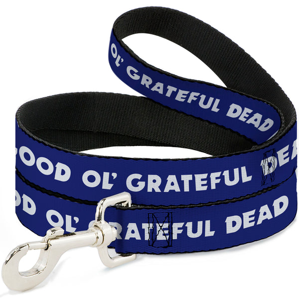 buckle down Dog Leash - GOOD OL' GRATEFUL DEAD Text and Stars Blue/White/Red