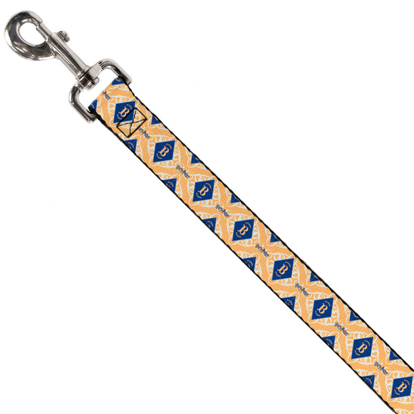 Buckle Down Dog Leash - HARRY POTTER Butterbeer Diamond Logo White/Yellow/Blue