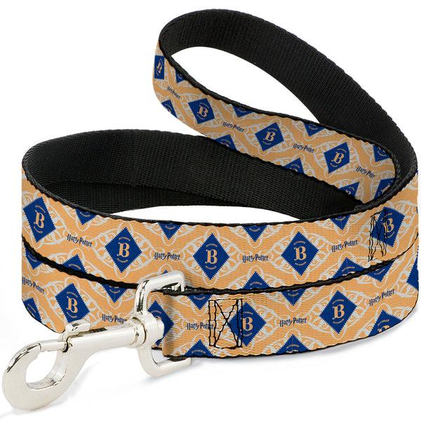 buckle down Dog Leash - HARRY POTTER Butterbeer Diamond Logo White/Yellow/Blue