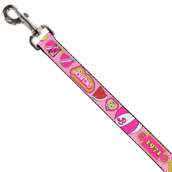 Buckle Down Dog Leash - Malibu Barbie 1971 Icons And Quotes Pinks/Yellows