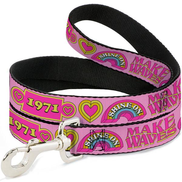 buckle down Dog Leash - Malibu Barbie 1971 Icons and Quotes Pinks/Yellows
