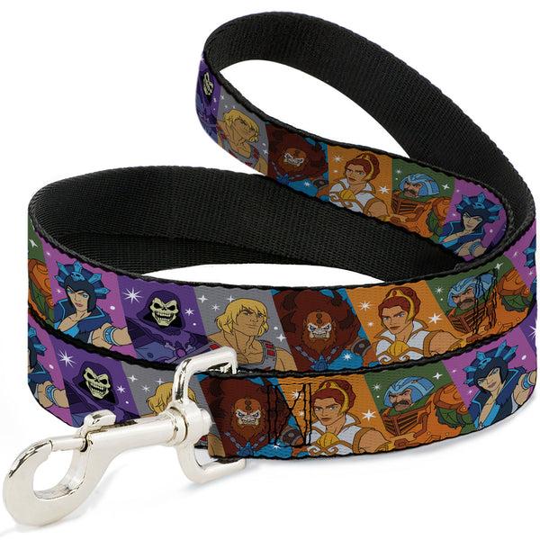 buckle down Dog Leash - Masters of the Universe Character Block Stripe Poses Multi Color