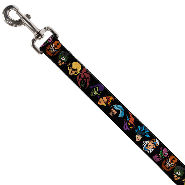 Buckle Down Dog Leash - Masters Of The Universe Eleven Character Faces Black