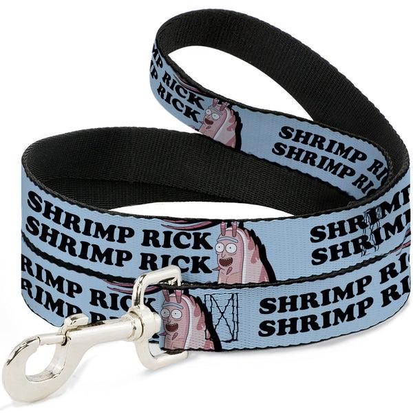 buckle down Dog Leash - Rick and Morty SHRIMP RICK Pose and Text Light Blue/Black