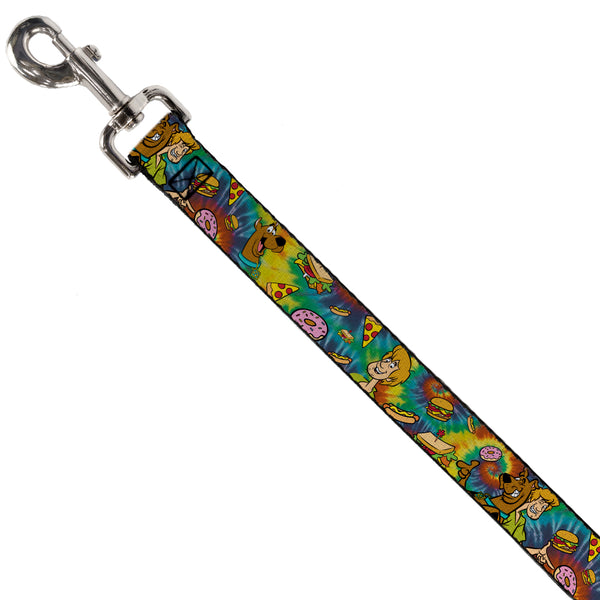 Buckle Down Dog Leash - Scooby Doo And Shaggy Poses/Munchies Tie Dye Multi Color