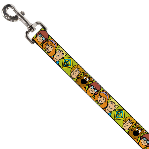 Buckle Down Dog Leash - Scooby Doo Character Faces Close-Up Green