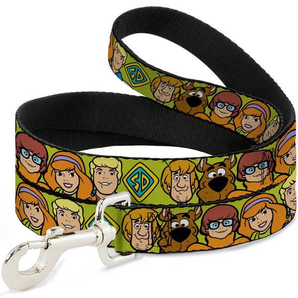 buckle down Dog Leash - Scooby Doo Character Faces Close-Up Green