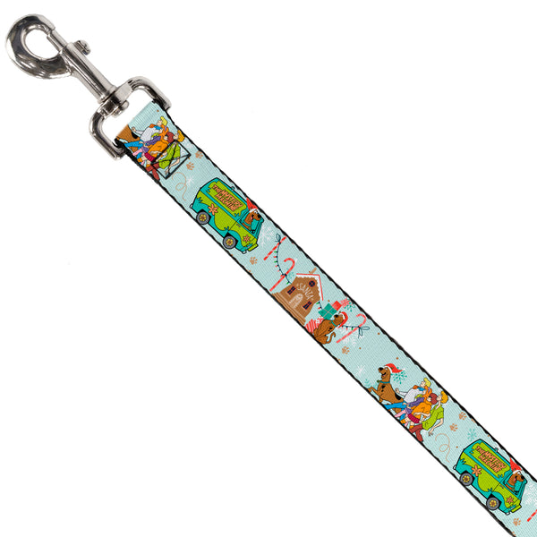 Buckle Down Dog Leash - Scooby Doo Holiday Scenes And Icons Baby Blue