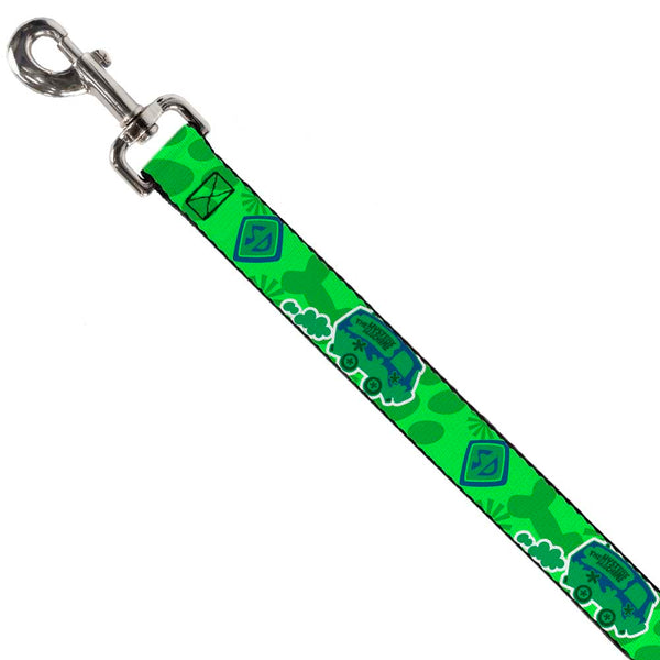 Buckle Down Dog Leash - Scooby Doo Mystery Machine/Dog Tag Collage Greens/Blues