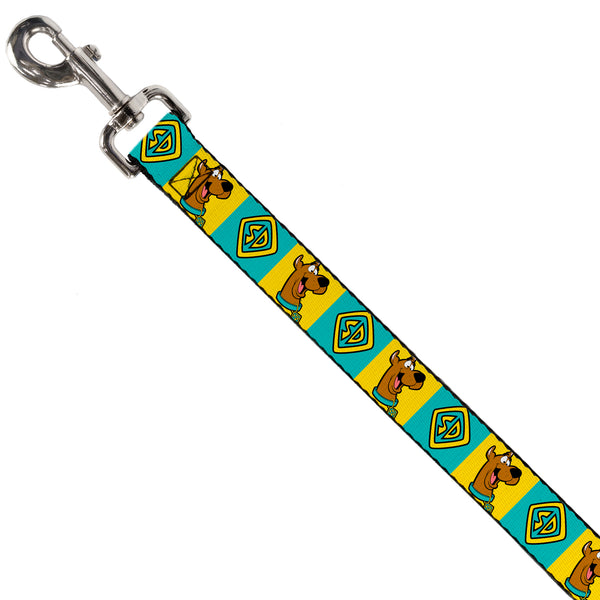 Buckle Down Dog Leash - Scooby Doo Pose And Dog Tag Blocks Yellow/Blue