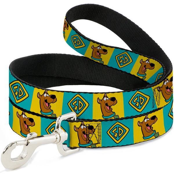 buckle down Dog Leash - Scooby Doo Pose and Dog Tag Blocks Yellow/Blue