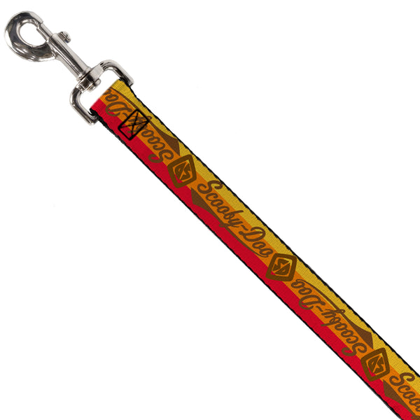 Buckle Down Dog Leash - SCOOBY-DOO Script/SD Icon Stripe Yellow/Orange/Red/Brown