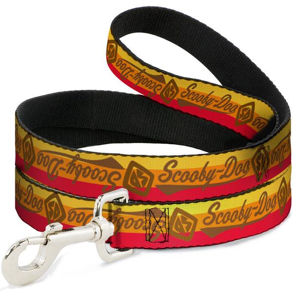 buckle down Dog Leash - SCOOBY-DOO Script/SD Icon Stripe Yellow/Orange/Red/Brown