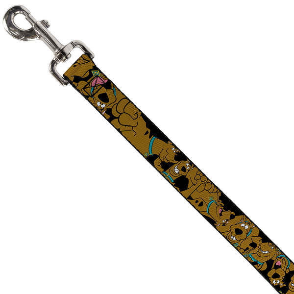 Buckle Down Dog Leash - Scooby Doo Stacked CLOSE-UP Black