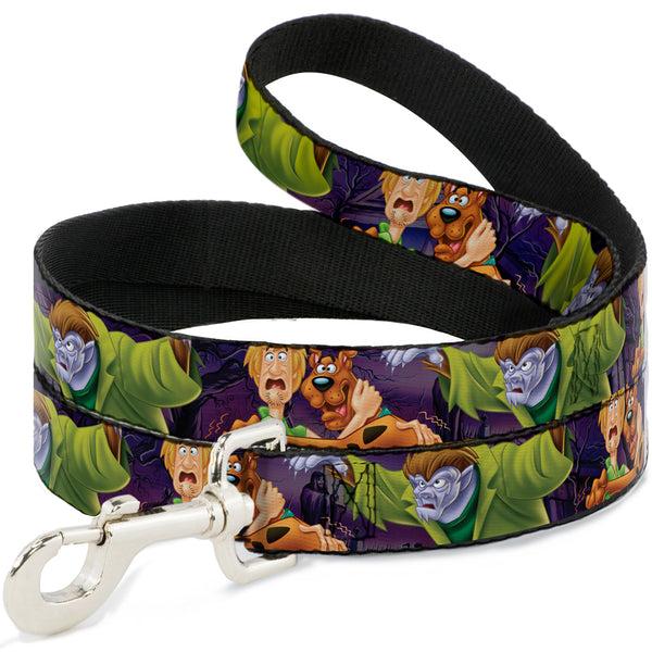 buckle down Dog Leash - Scooby & Shaggy Hugging w/Werewolf Man Purple