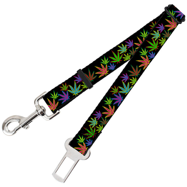 buckle down Dog Safety Seatbelt for Cars - Multi Marijuana Leaves Black/Multi Color
