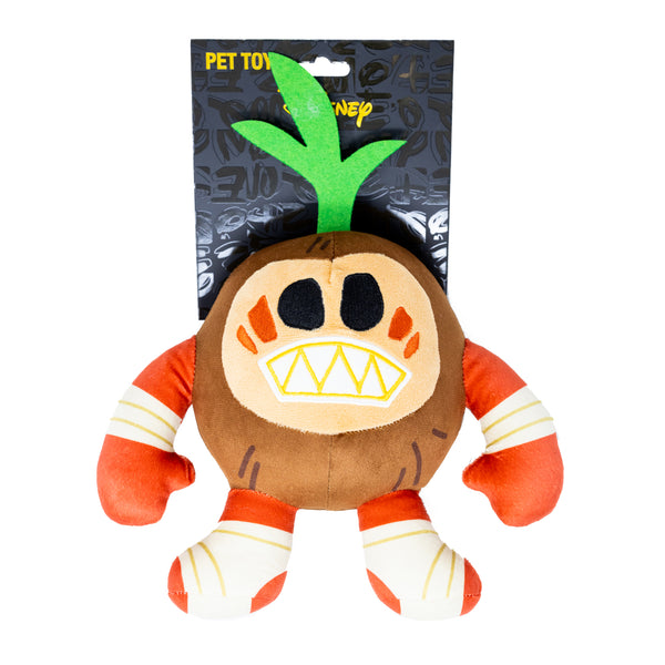 Buckle Down Dog Toy Squeaker Plush - Moana Kakamora Coconut Monster Full Body Pose