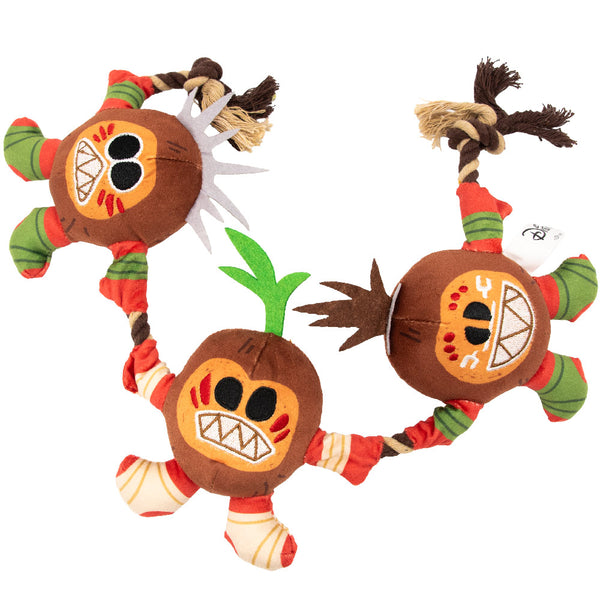 buckle down Dog Toy Squeaker Plush Rope Toy - Moana Kakamora Coconut Monster Trio