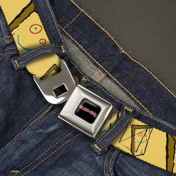 Buckle Down ED EDD N EDDY Title Logo Full Color Black/White/Red Seatbelt Belt - Ed Edd N Eddy Plank Smiling Face Yellow Webbing