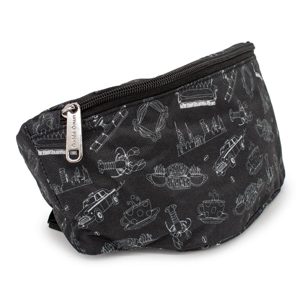 Buckle Down Fanny Pack - Friends Television Show Icons Outlines Scattered Black White