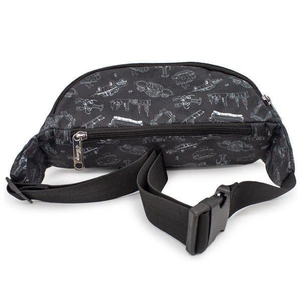 Buckle Down Fanny Pack - Friends Television Show Icons Outlines Scattered Black White