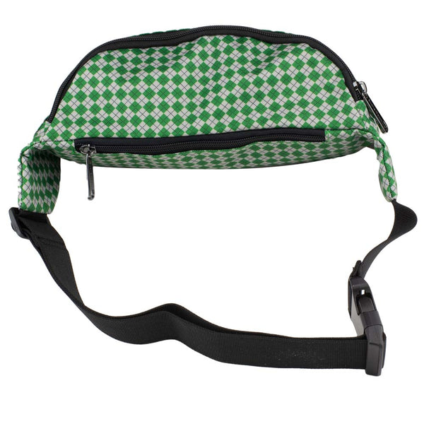 Buckle Down Fanny Pack - Harry Potter Slytherin Snake With Shield Argyle Gray Green
