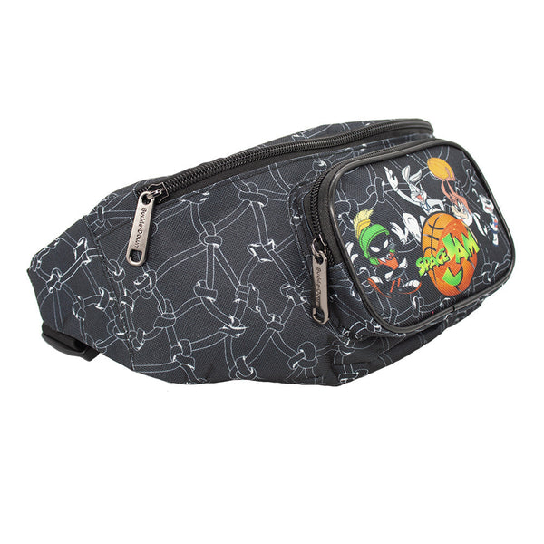 Buckle Down Fanny Pack - SPACE JAM 4-Player Group Pose Netting Black White