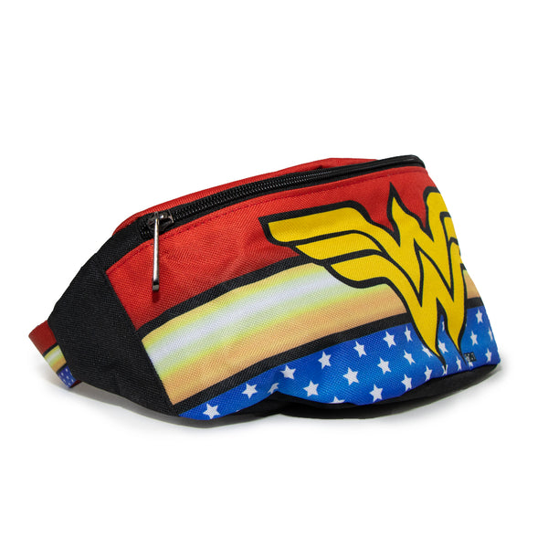 Buckle Down Fanny Pack - WONDER WOMAN Logo Stripe Stars Red Gold Blue White