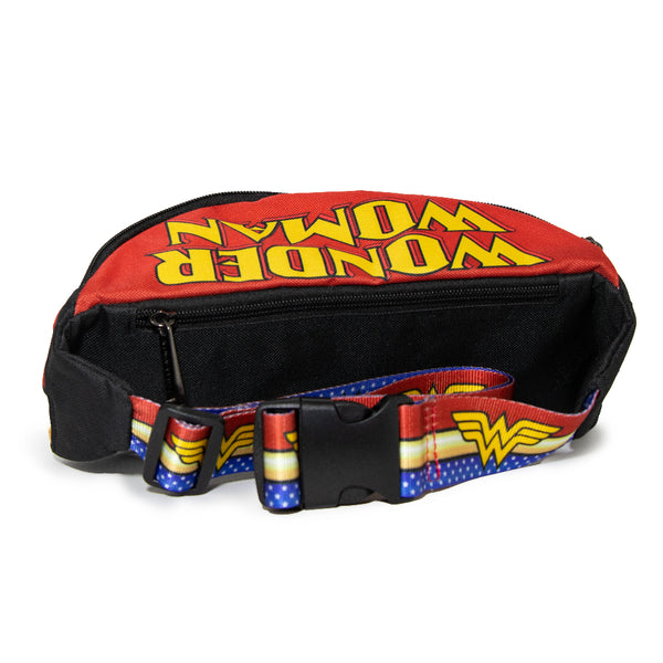 Buckle Down Fanny Pack - WONDER WOMAN Logo Stripe Stars Red Gold Blue White