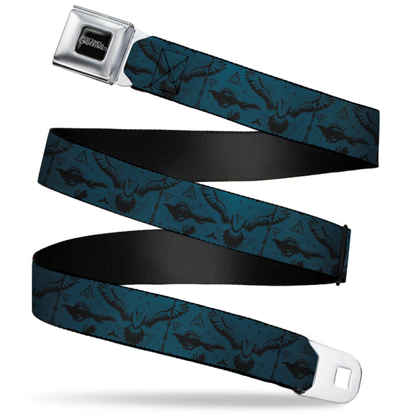 buckle down FANTASTIC BEASTS THE CRIMES OF GRINDEWALD Logo Full Color Black/White Seatbelt Belt - Fantastic Beasts The Crimes of Grindelwald Icons/Beasts Collage Blue/Black Webbing