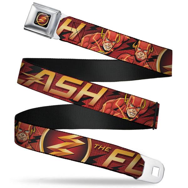 buckle down Flash Logo3 Full Color Black Gold Red Seatbelt Belt - THE FLASH/Logo3/Poses Black/Red/Gold Webbing