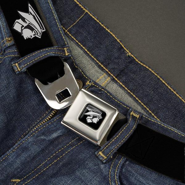 Buckle Down Ford Mercury Head Emblem Full Color Black White Seatbelt Belt - Ford Mercury Head Emblem Black/White Webbing